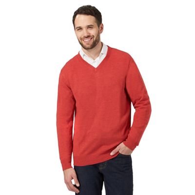 The Collection Big and tall orange v neck jumper